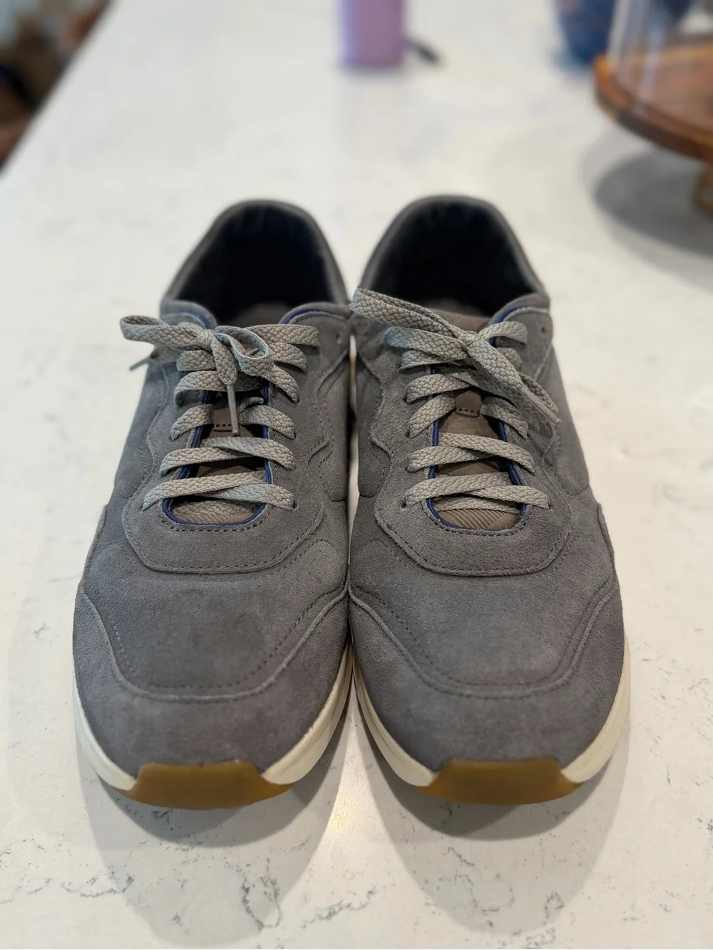 OluKai Men's Gray Suede Lace-Up Sneakers